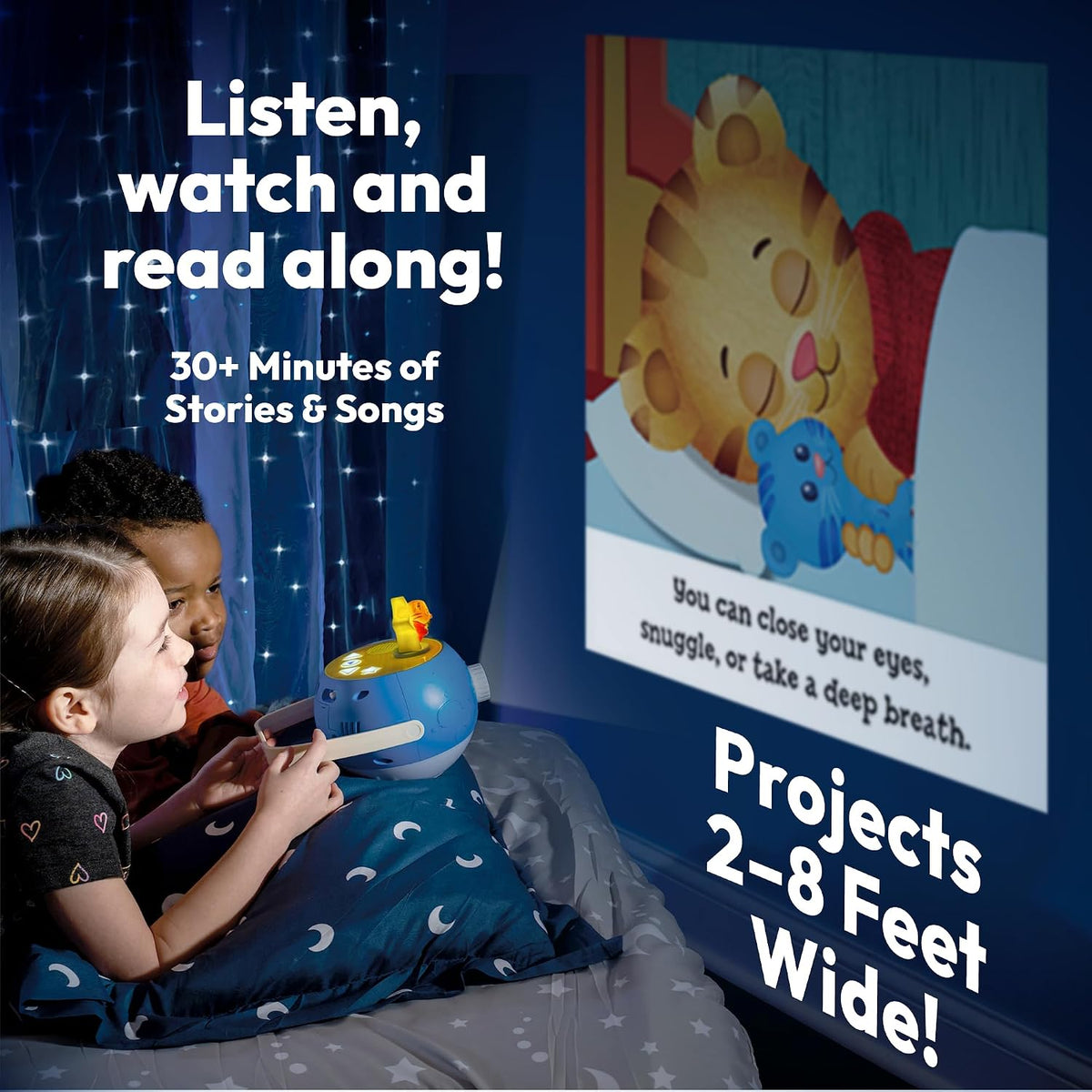 Kids Pink Book Projector, 5 Read Aloud Fairytale Stories - Daniel Tiger, Owl & Projector - image 2