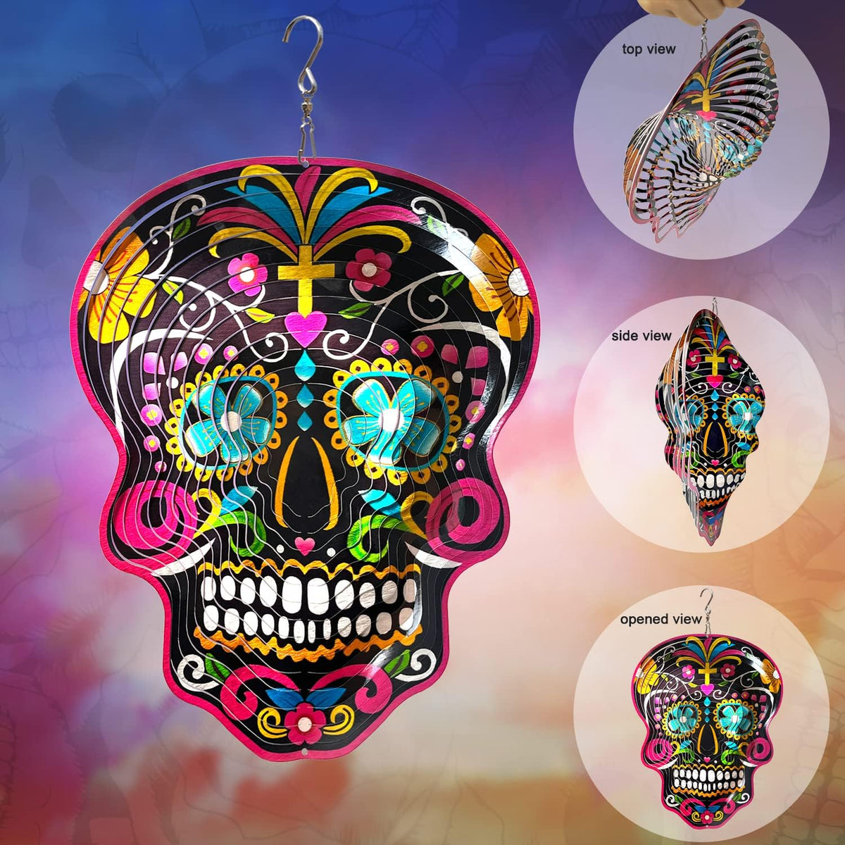 Fonmy Kinetic 3D Metal Garden Wind Spinner Quality Hanging Ornament - Mandala Black - image 3