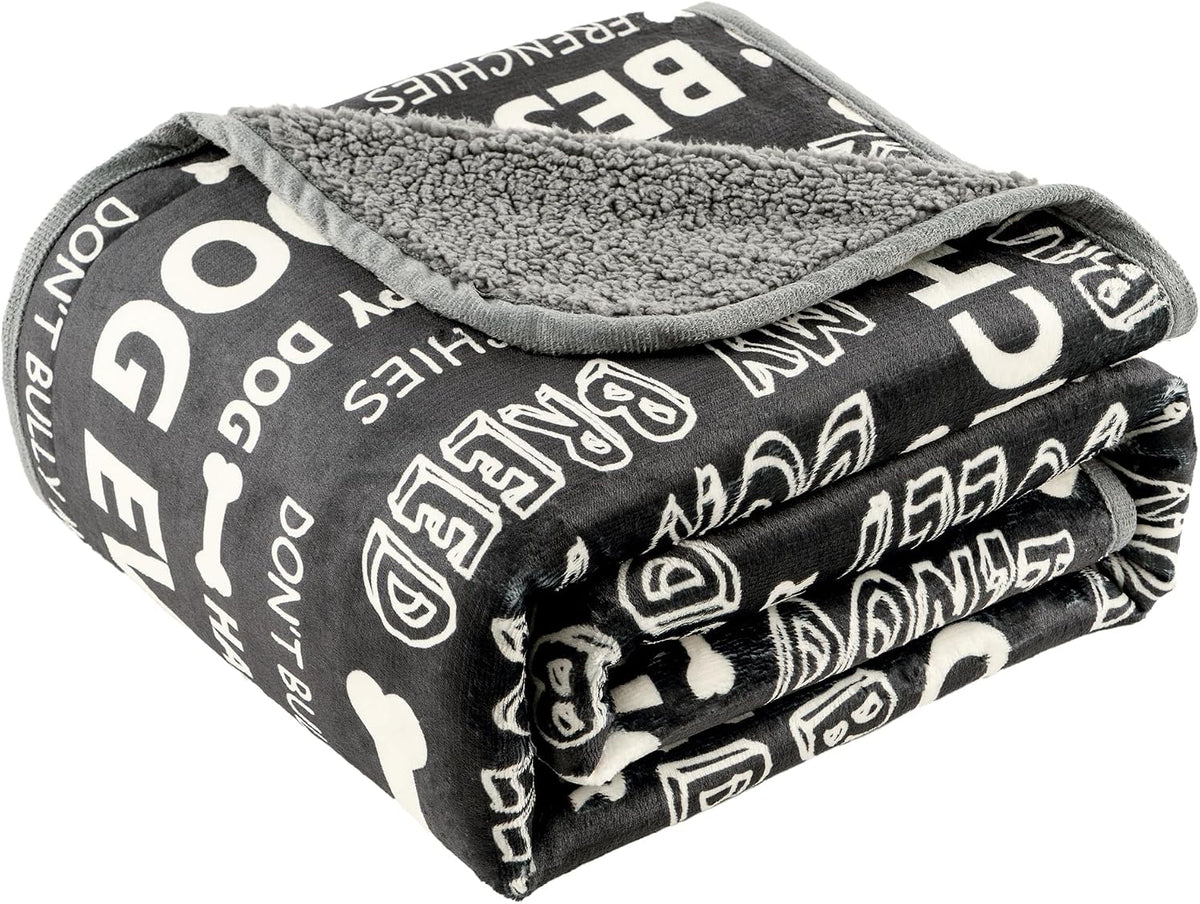 Waterproof Dog Blankets for Large Dogs 50"x60" Dark Grey – Essentials for Dogs - Letters / 50"x60"