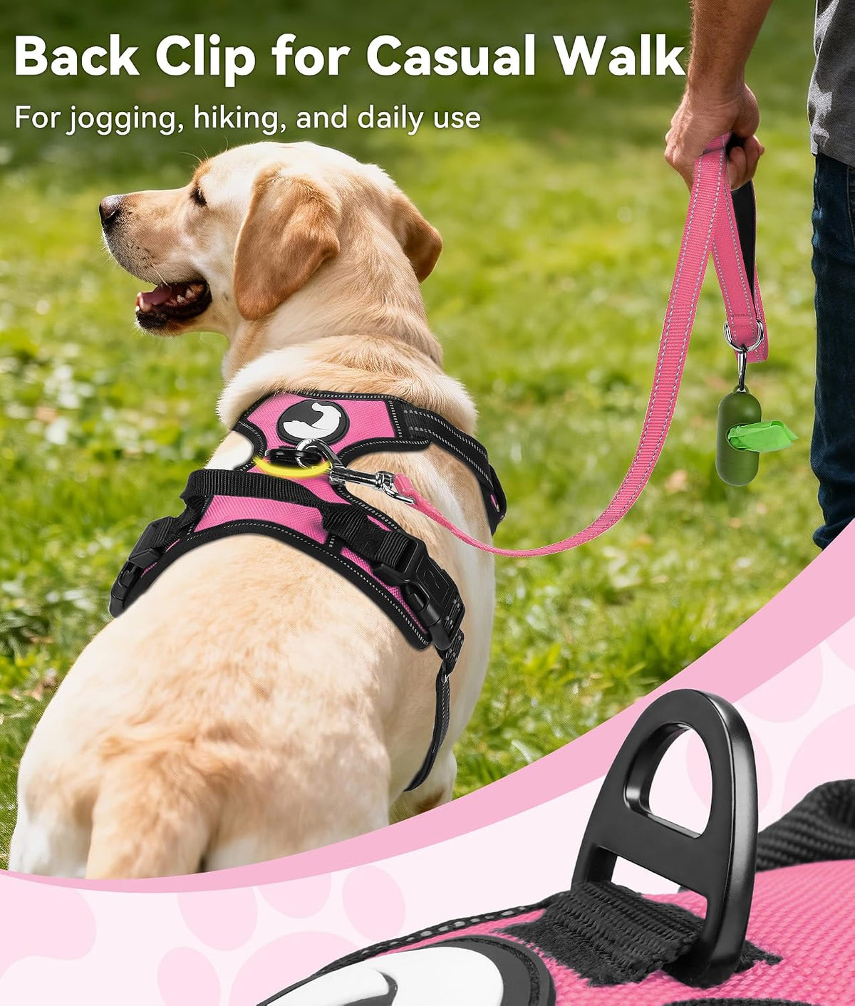 Joytale No Pull Dog Harness Medium Sized Dog, Front Clip - X-Large / Pink - image 4