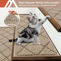 COSY HOMEER Edging Stair Treads Non-Slip Carpet Mat 28inX9in Indoor Stair Runners for Wooden Steps, Edging Stair Rugs for Kids and Dogs, 100% Polyester TPE Backing (10pc, Beige)