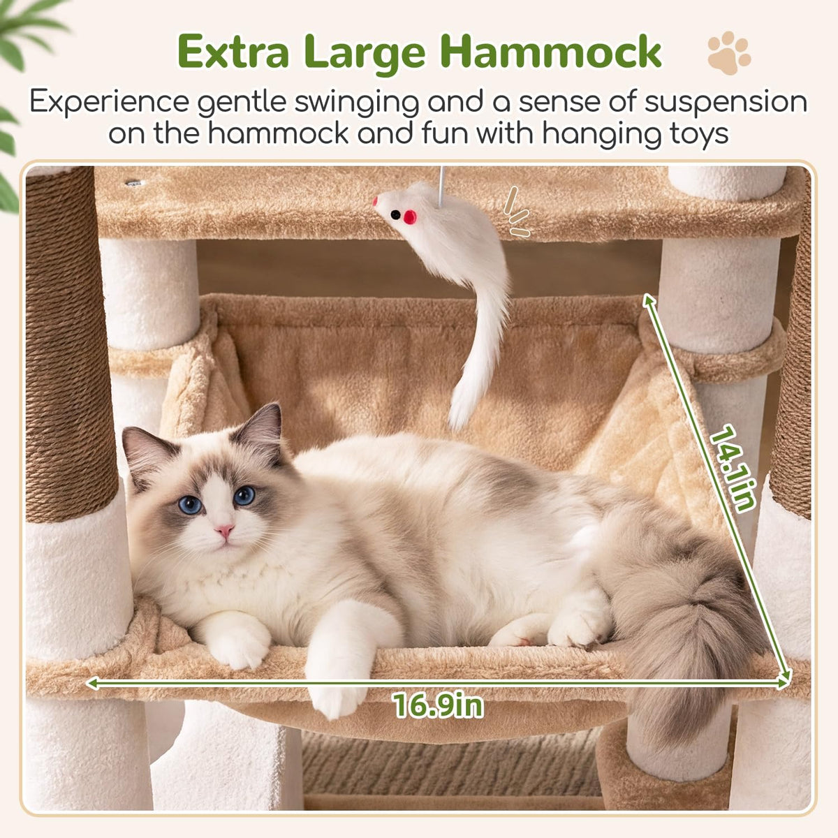 Globlazer F70 Pro Heavy Duty Cat Tree Tower for Indoor Cats Large - Brown White / XL - image 4