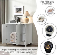 Cat Litter Robot Enclosure,for Placing Litter Robot 3/4,Power Outlet and Dog-Proof Shelf for Litter Robot Cabinet,Litter Collector for Automatic Litter Box Enclosure,Cloud White