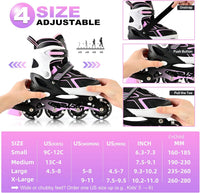 2PM SPORTS Adjustable Inline Skates for Kids, Youth and Adults – Fun for Kids & Family - H Black Pink / Medium - Big Kid (13C-4 US) - image 3