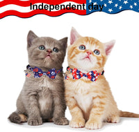 Fall Cat Collar with Bowtie - 7.5"- 10.5" / 4th of July - image 2