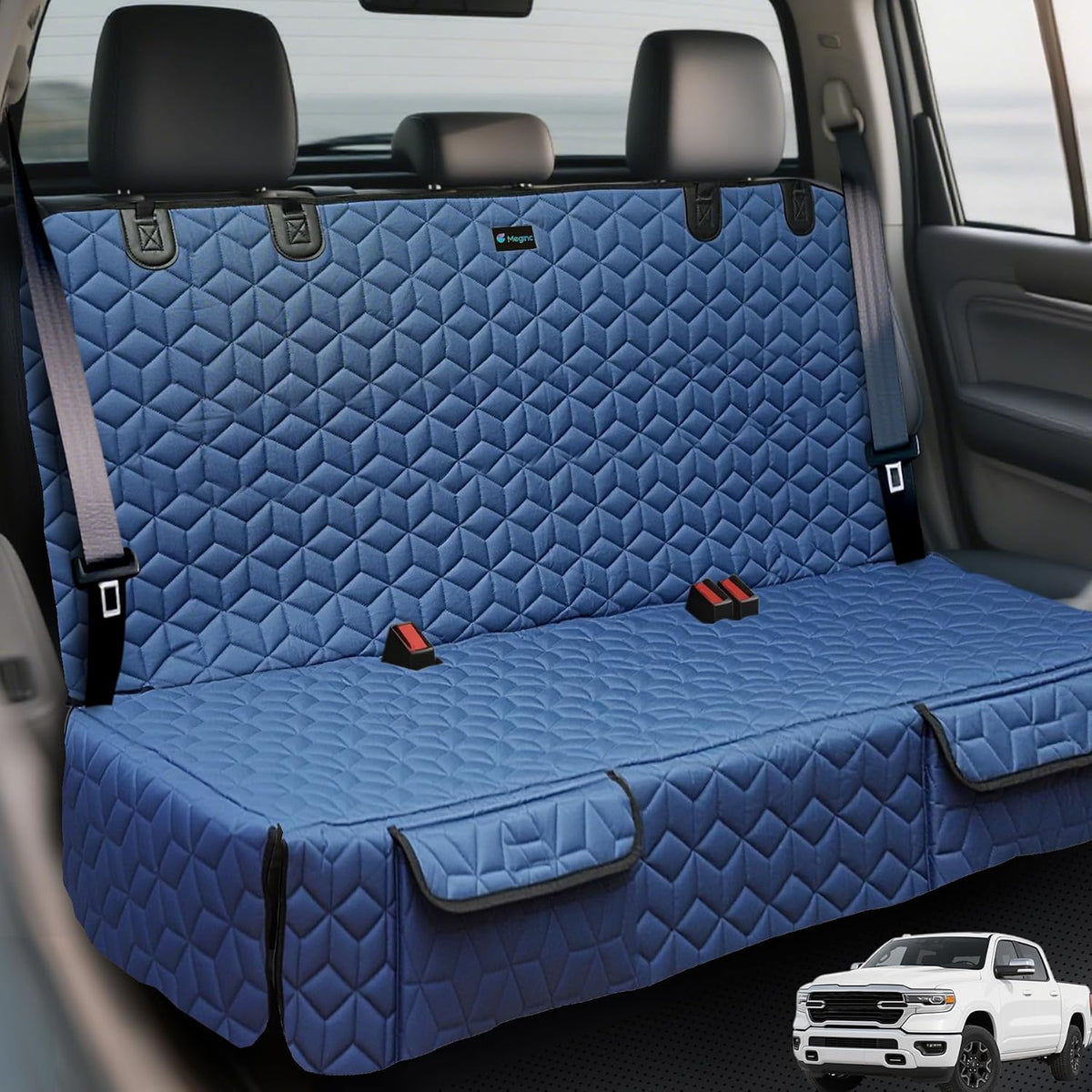 Dog Car Seat Covers for Back Seat - Bench-61"W / Blue