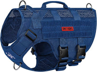 OneTigris Tactical Dog Harness for Small Medium Large Dogs, Mesh Design Service Dog Vest Breathable Military Dogs Molle Vests with Handles, Harness for Walking Hiking Training (Blue, S)