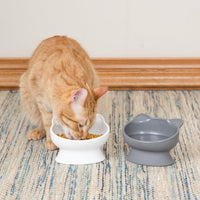 Kitty City Elevated Cat Bowls - White & Gray / Large - Slow Eat - image 3
