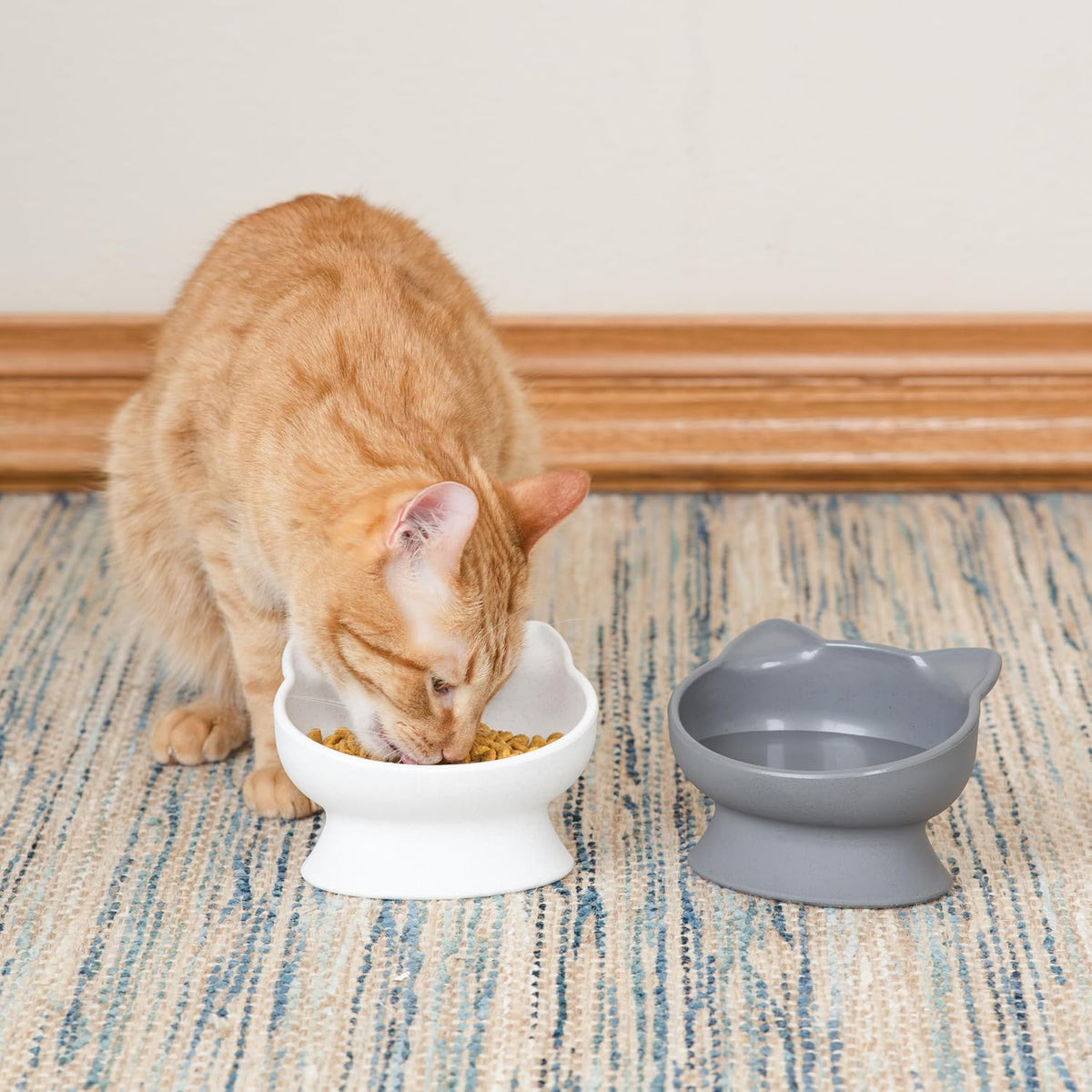 Kitty City Elevated Cat Bowls - White & Gray / Large - Slow Eat - image 3
