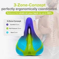 Velmia Bicycle Saddle - Comfortable Saddle for Men and Women - 3 Zone Concept - Waterproof Bicycle Seat with Ergonomic Design