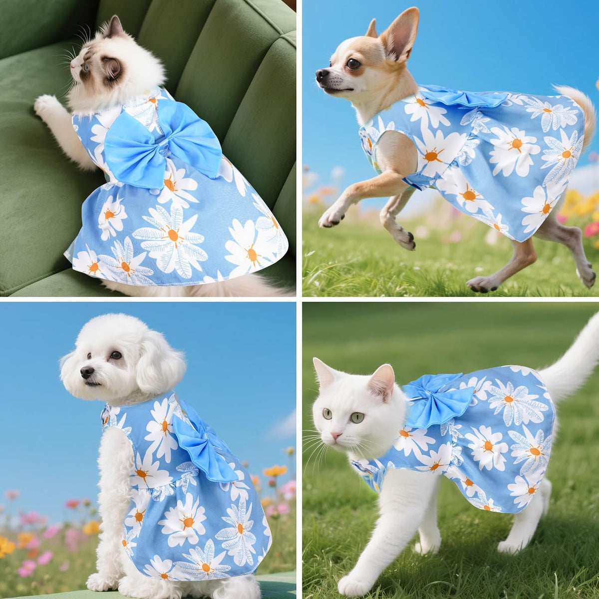 choyaxo Floral Dog Dress Cute Dog Skirt Pet Dress Summer Pet Clothes - Leaf / Small - image 4