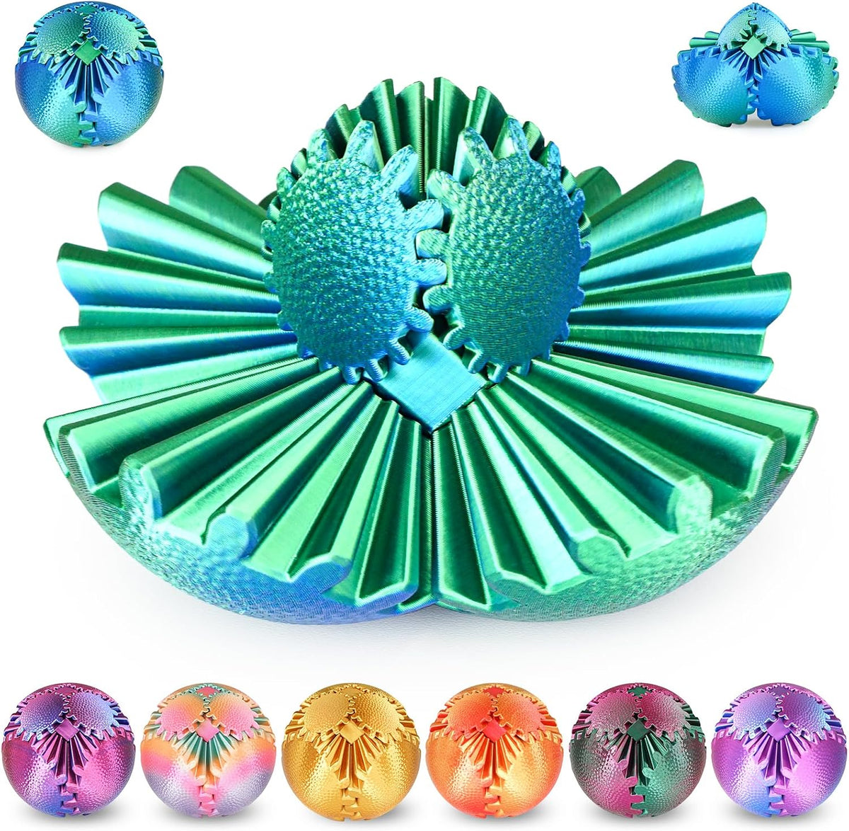 Gear Ball Fidget Toys Steampunk Gear Sphere for Kids - Christmas Green / 6 cm / 2.5 in
