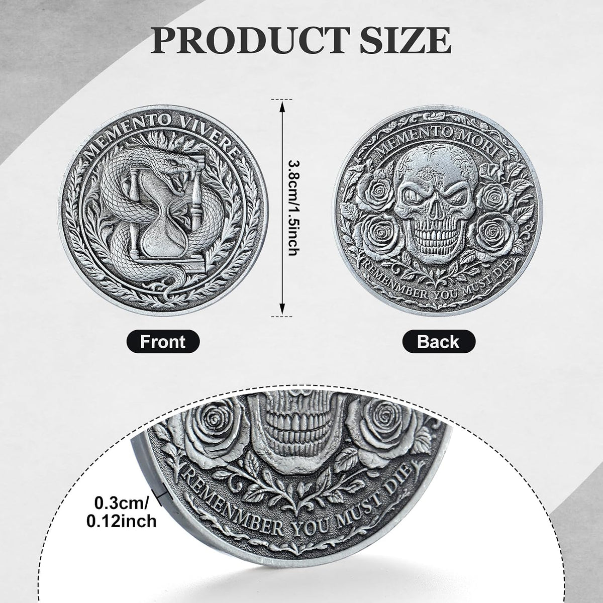 Misdary memento mori challenge coins in classic style copper finish with medallion box - view 15