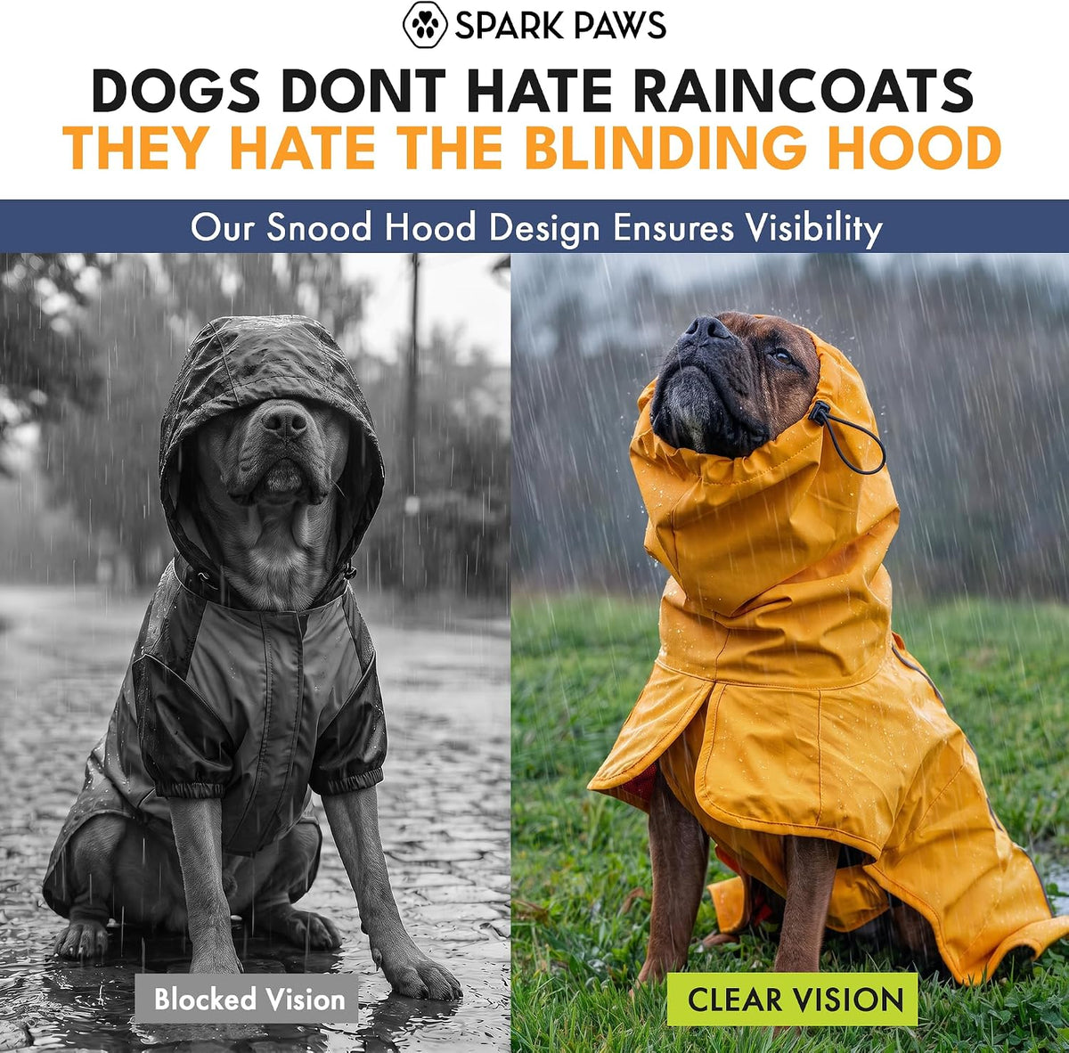 Spark Paws Dog Raincoat, Waterproof Rain Jacket w/Hood - 01 - Mustard Yellow / 3XL - image 2