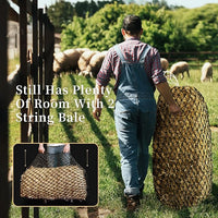 Bloomoak Slow Hay Net Feeder for Horses, Durable Soft Black PE 2/3 String Hay Bales Bags, Fit 36x18x18 to 47x25x17 Inches, Extends 50-64 Inches (2 1.6" Hole/2PC)