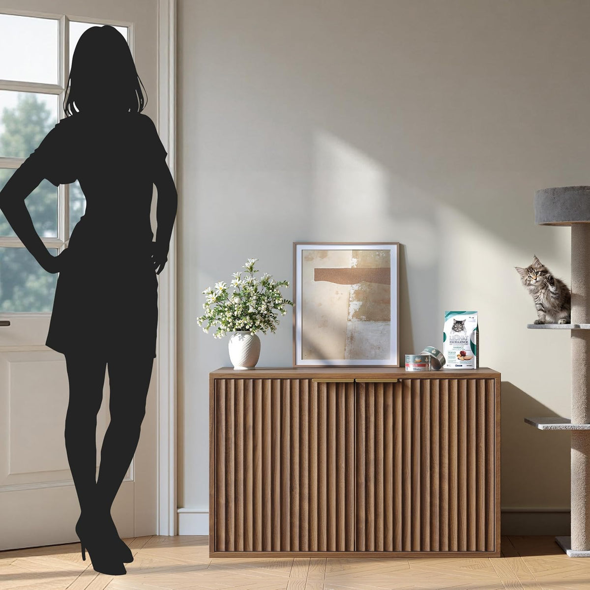 Evermagin 31.5" Cat Litter Box Enclosure Furniture – Essentials for Cats - Walnut - image 2