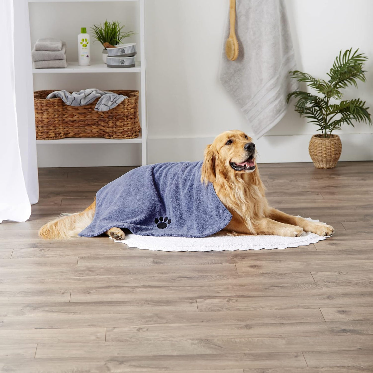 Bone Dry Pet Grooming Towel Collection Absorbent Microfiber X-Large - Stonewash Blue / 41x23.5" - image 2