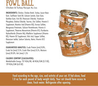 Weruva Cats in The Kitchen, Fowl Ball with Chicken & Turkey Au Jus Cat Food, 3.2oz Can (Pack of 24)
