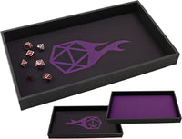 Forged Dice Co. Dice Tray 14" - Black Tray W/ Purple/Black D20 Icon Mat