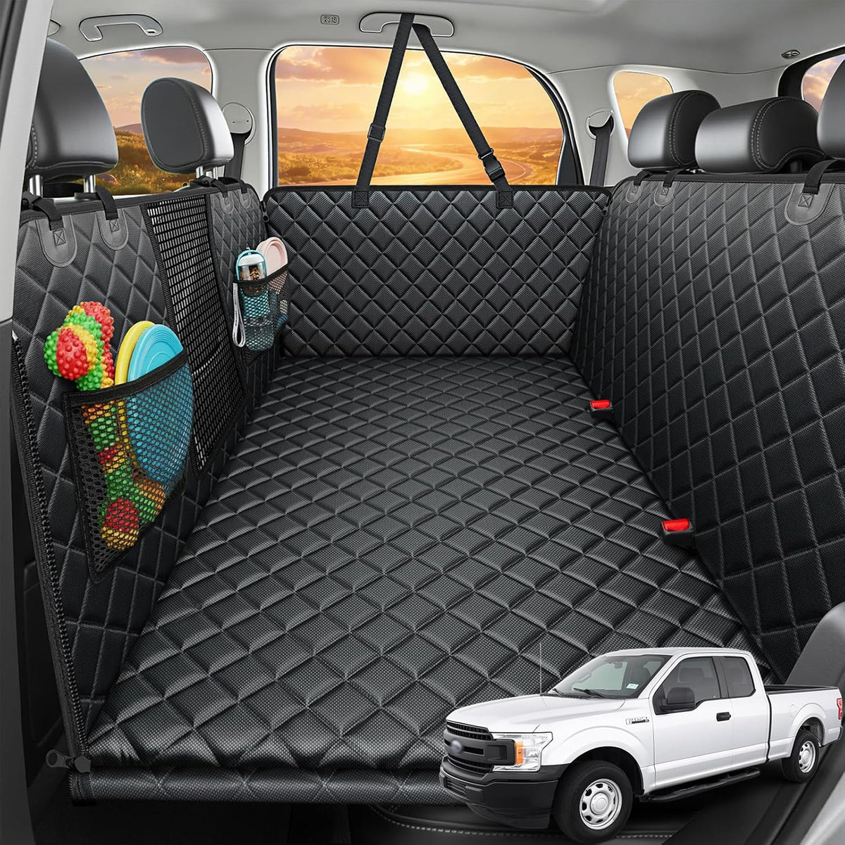 URPOWER Back Seat Extender for Dogs - Black / L - Extended/Double Cab Trucks