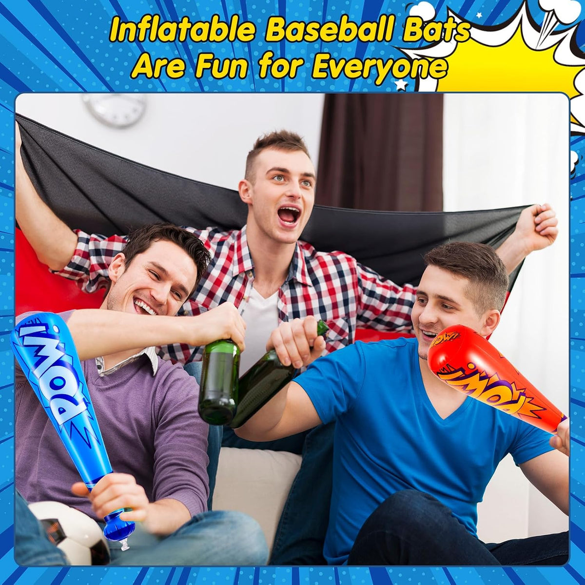WILLBOND 18 pack 17 inch inflatable baseball bats in red, pink, blue and light blue with pump - view 20