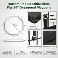 Puppy Playpen with Bottom Pad and Door, 8 Panels 24" H - Black / X-Small Pen: 24-Inch High / Playpen+Bottom+Top Cover - image 4