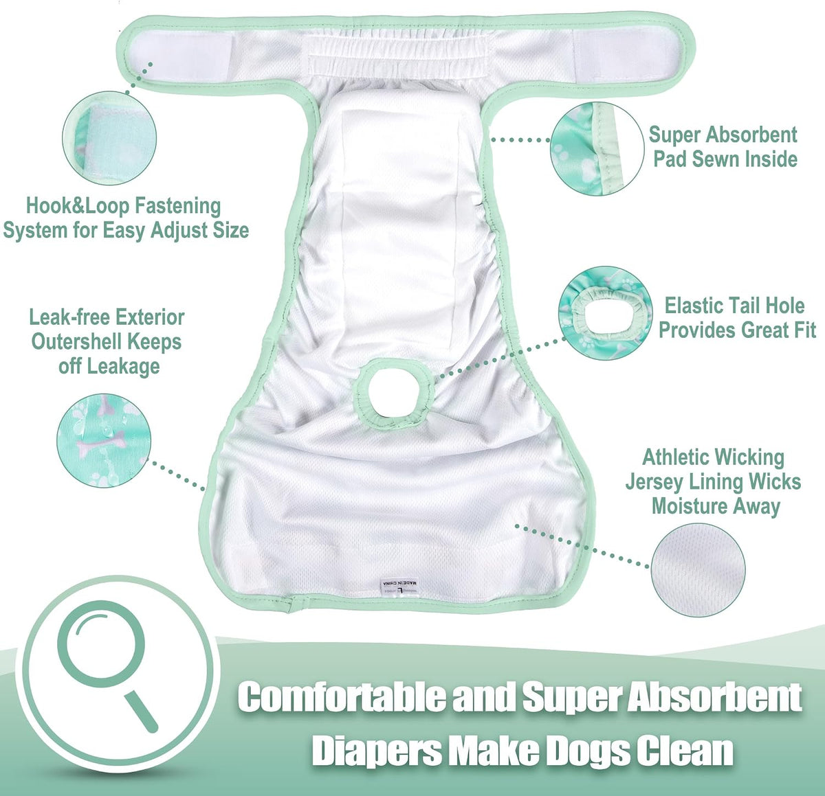 wegreeco Washable Reusable Premium Female Dog Diapers - XX-Large / Dog Bone - image 3