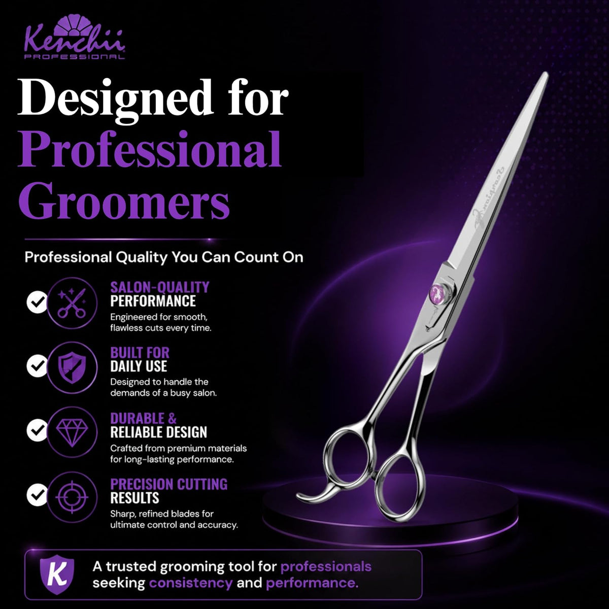 Kenchii Scorpion Dog Grooming Scissors 7in Curved - 8" Straight - image 4