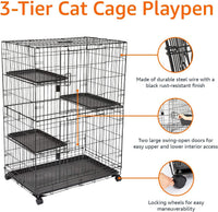 Amazon Basics Large 3-Tier Cat Cage Playpen with Easy to Clean - image 3