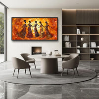 Quorin African American Large Wall Art Abstract Black Girl Women Dance Pictures Wall Decor Retro Ethnic Canvas Print Painting Artwork for Bathroom Living Room Bedroom 60L x 30W