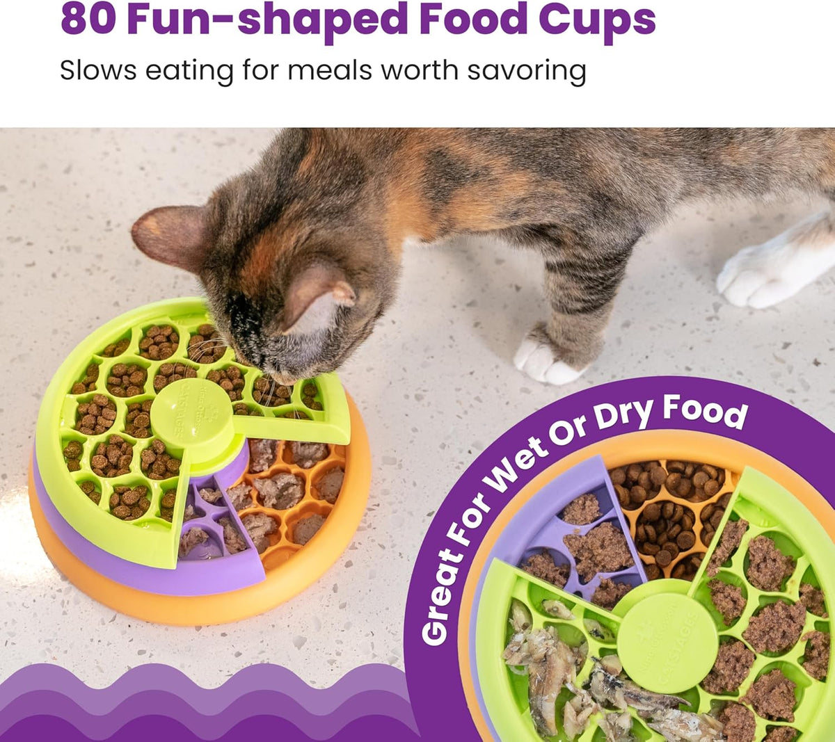 Catstages Slow Feeder Bowl & Treat Puzzle Cat Toy - Lickin' Layers - image 3