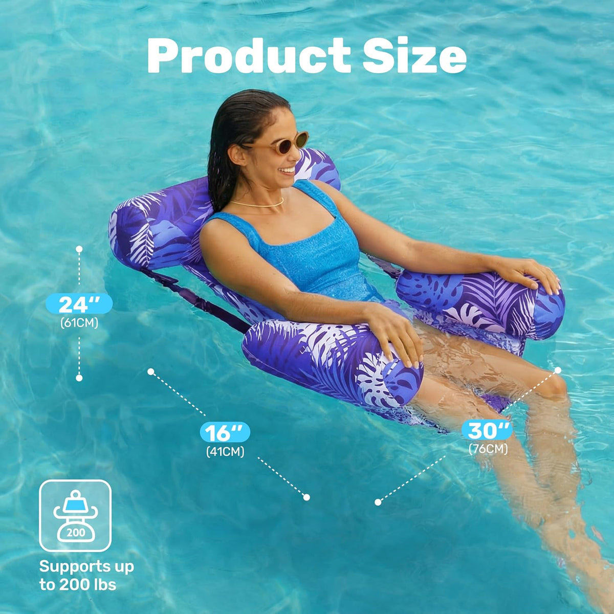 SLOOSH Inflatable Pool Floats Adult - Purple,Pink-Tropical Leaves - image 4