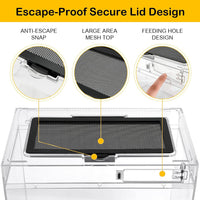 HELIME Reptile Tank 7 Piece Starter Kit with Escape Proof Locking Lid - Large(15.6x8x10IN) - image 3