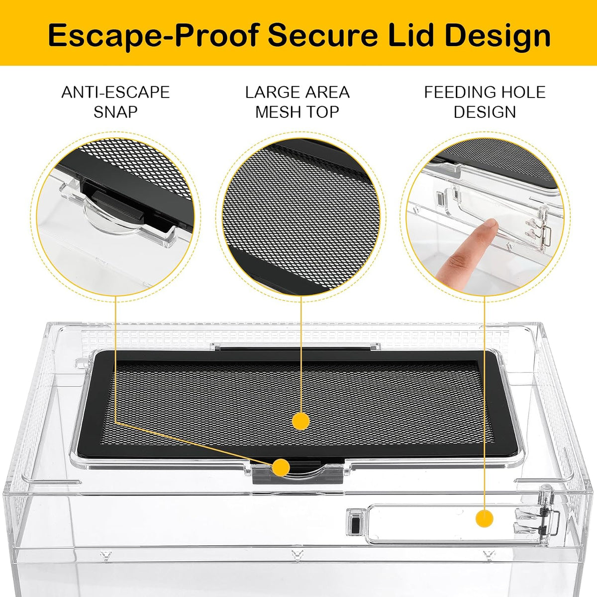 HELIME Reptile Tank 7 Piece Starter Kit with Escape Proof Locking Lid - Large(15.6x8x10IN) - image 3