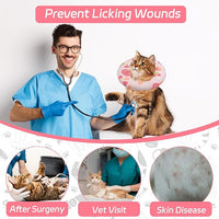 Cat Cone Soft Collar, Adjustable Cat Recovery Collar for Small Medium Large Cats, Cute Donut E Collar After Surgery, Anti-Lick Wound Healing Elizabethan Collar for Kittens (Pink Heart, Small)