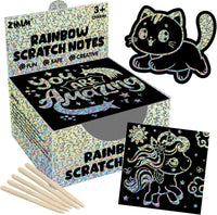 ZMLM 165 Rainbow Scratch Paper Art Mini Notes - Silver Holographic