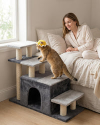 3-in-1 Pet Stairs for Cats, Dog Steps for Small Doggie Rabbits – Essentials for Cats - Extra Large-Gray - image 2