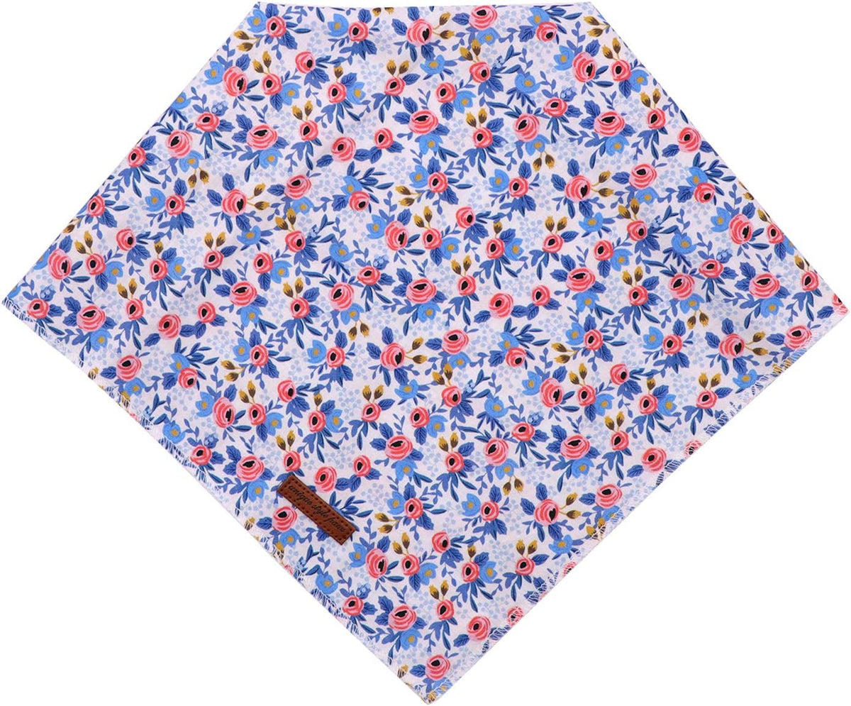 Dog Bandanas 1PC Washable Cotton Triangle Dog Scarfs for Small Medium - Small / Blue Flower - image 3