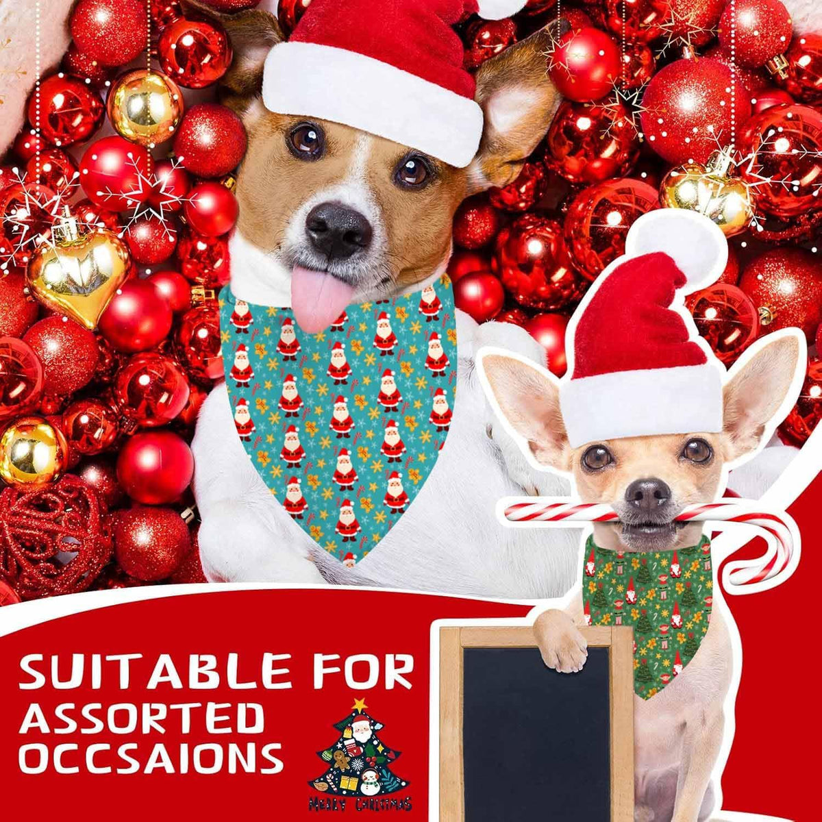 Halloween Dog Bandanas 2 Pack Reversible Triangle Scarf – Essentials for Dogs - Christmas 1 - image 4