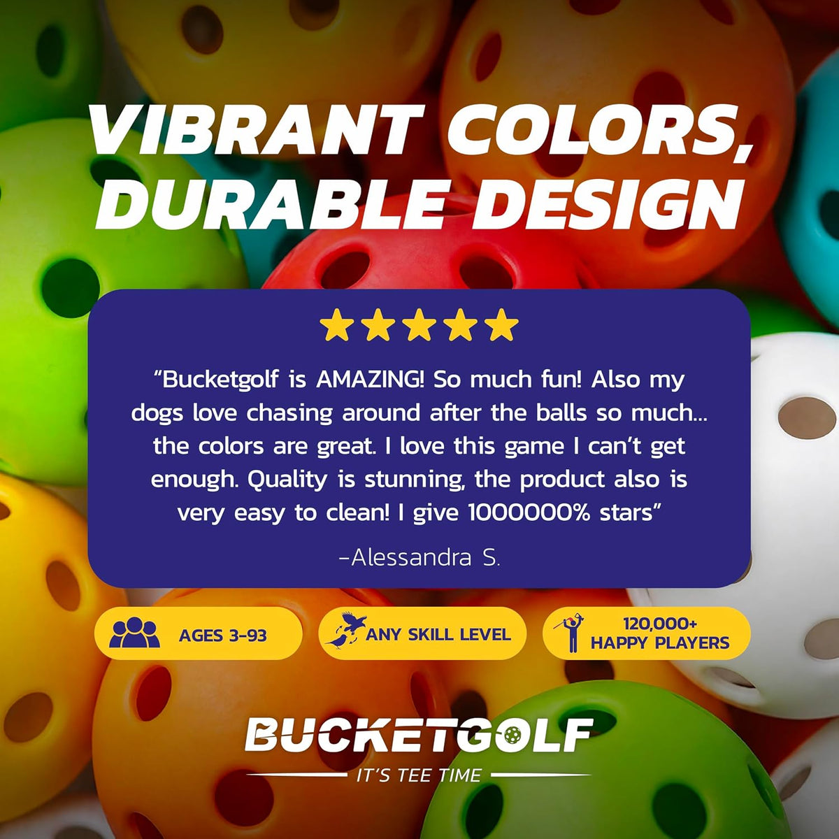 BUCKETGOLF extra balls, 6 pack of official size replacement lawn golf balls - view 3