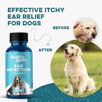 Itch Relief and Ear Infection Treatment for Dogs & Cats, Natural Ear Mites Treatment for Cats and Dogs Soothes Itchy Ears, Reduces Swelling, Otitis, Pain & Inflammation, 400 Easy to Give Tiny Pills
