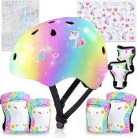 Unicorn Catcher Kids Helmet and Knee Pads Set - Rainbow / Small: 3-8 year