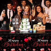 Tudomro 3 Pcs Plastic Happy Birthday Party Tablecloths - Black Red / 6 - image 4