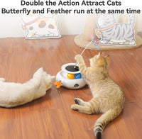 3in1 Interactive Cat Toys Moving Ambush Feather, Spinning Butterfly, Track Balls, Rechargeable Automatic Activated Kitten Toys for Indoor Cats, Cat Feather Toy for All Breeds