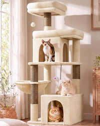 Globlazer Extra Tall Cat Tree Tower for Indoor Cats, F76 - Beige / 54 inch