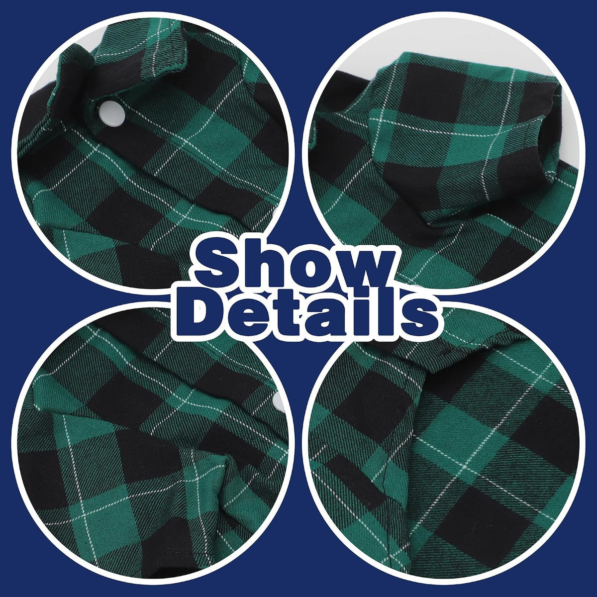 Plaid Dog Shirt: Classic Checkered Style in Pure Cotton for Large - S-(5~7lb) | Chest(~15.5") / Green - image 2