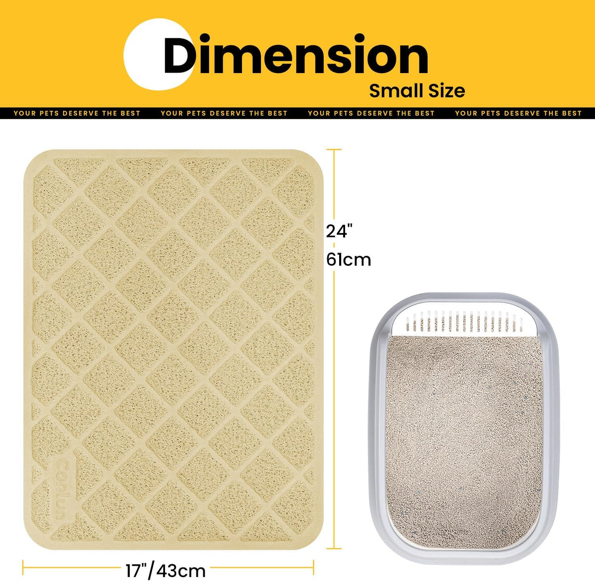 Conlun Cat Litter Mat Litter Trapping Mat - Beige / Small (24" x 17") - image 2