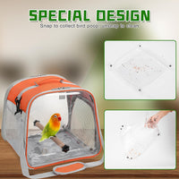 Small Bird Carrier, Large Window Travel Cage with Stand and Easy Clean Tray for Parrot Parakeet - Orange - image 4