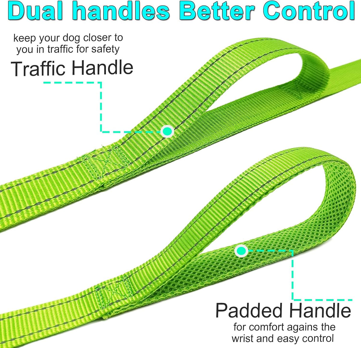 10FT Dog Leash with Traffic Handle Reflective Large Medium Dogs – Essentials for Dogs - 10ft x 1 in / green - image 2