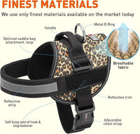 Dogline Dog Harness, Reflective No-Pull Adjustable Vest with Handle for Walking, Training, Breathable, No - Choke Harness for Small, Medium or Large Dogs Room for Patches Leopard Brown XL 33"-46"